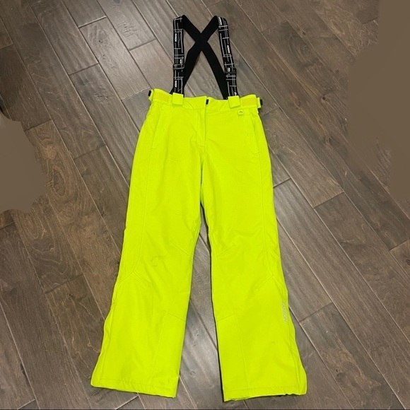 Karbon Neon Green Detachable Suspender Ski Pants and Jacket size Youth 14 - Picture 1 of 10